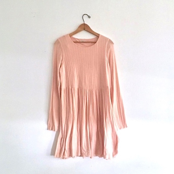 pastel pink long sleeve dress